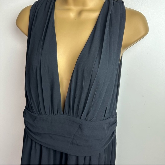 Lulu’s Black Heavenly Hues Airy Woven Chiffon Plunging V-Neck Maxi Dress M - Picture 13 of 15
